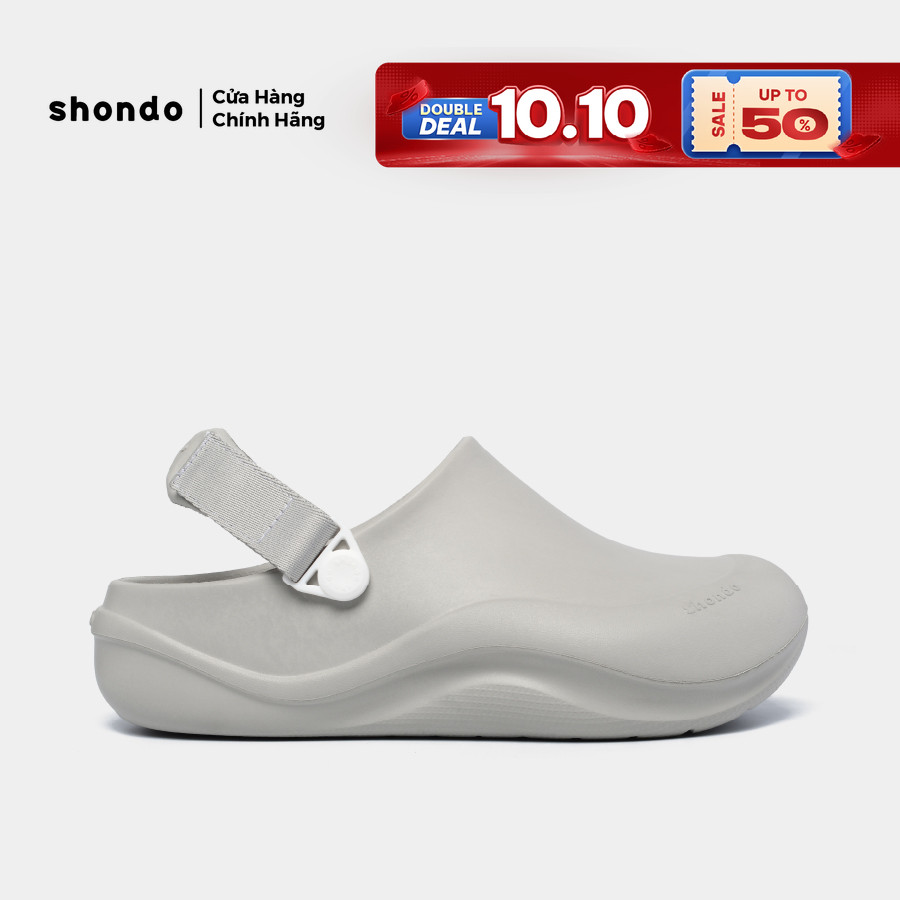 Dép Sục Unisex Shondo Clog Suke Nhựa Đúc Đế Cao 4cm Hack Dáng Màu Xám SUK2222