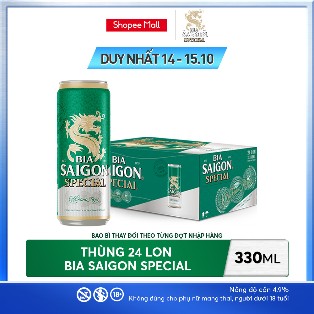 Nồng Độ Cồn 4.9% - Thùng 24 Lon Bia Saigon Special 330ml