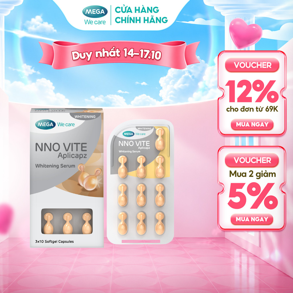 Serum dưỡng trắng da, mờ đốm nâu, đều màu da - NNO VITE Mega We Care (30 viên)