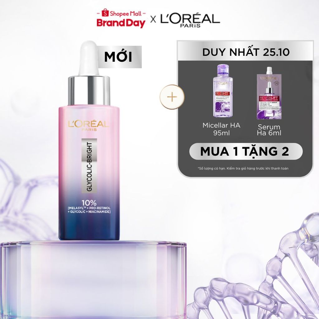 Serum đêm Glycolic-Bright Moon Serum 10% [Melasyl+Pro Retinol + Glycolic +Niacinamide] da sáng mịn và giảm thâm nám 30ML