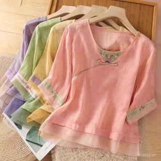 Mùa Hè 2025 - Áo sơ mi mỏng phong cách retro Trung Hoa từ vải cotton jacquard