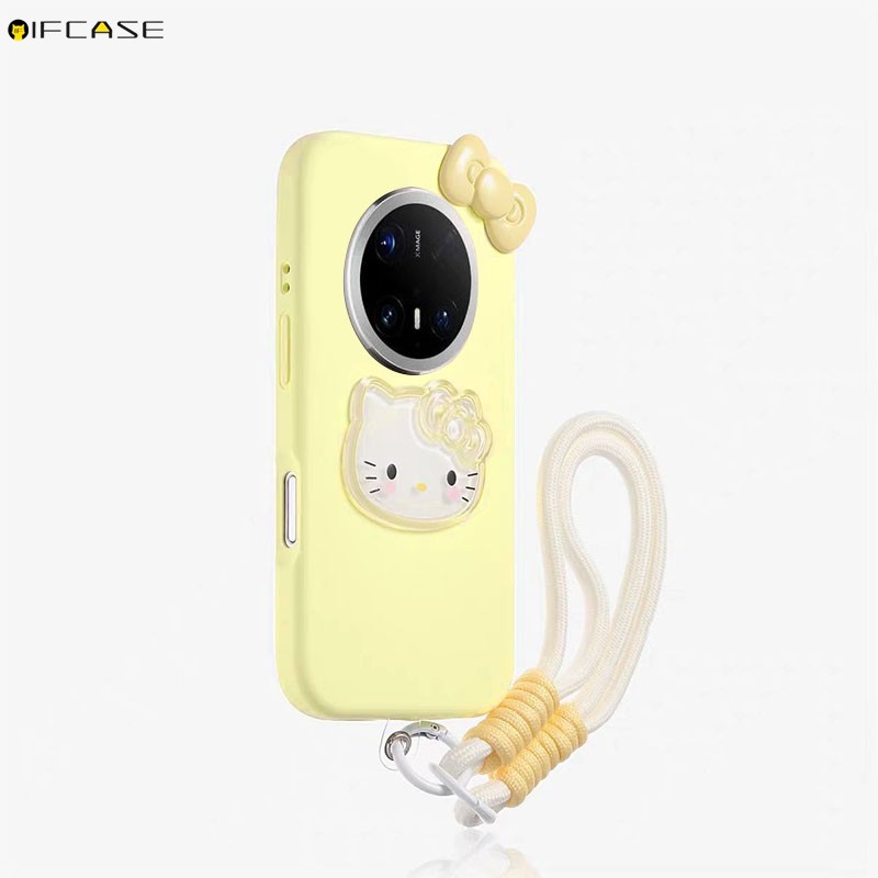 Dành Cho Samsung Galaxy A16 A06 A07 A17 A56 A36 A26 A35 A55 A34 5G 4G Vỏ Điện Thoại Stereo Có Dây Buộc Dễ Thương Hello Kitty Mèo Nơ Nơ Nơ Hoạt Hình Vỏ Mềm