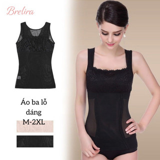 『Brelira』Áo định hình cơ thể sau sinh siêu mỏng dành cho phụ nữ, bó sát kiểm soát bụng định hình cơ thể áo ống ren một mảnh