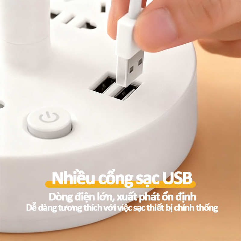 Đèn học để bàn đa năng,Đèn Ngủ Để Bàn,hợp ổ cắm điện có cổng USB +Giá đỡ điện thoại di động,Điều chỉnh ánh sáng ba cấp