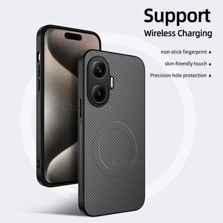 2025 Họa Tiết Sợi Carbon Hút Từ Tính Đơn Giản Màu Trơn Vỏ Điện Thoại Bảo Vệ Toàn Bộ Ống Kính Ốp Lưng Chống Sốc Cho Xiaomi Poco F7 F7 Pro Ultra