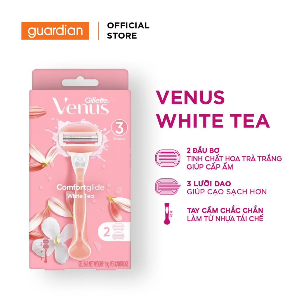 Dao Cạo Nữ Gillette Venus Hoa Trà Trắng (1 Cán + 2 Lưỡi)