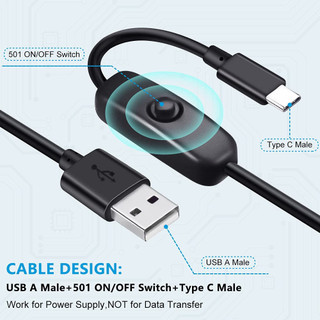 Elough Universal USB sang Type C Cáp chuyển đổi Nút bật / tắt 1,2M Cáp sạc Nguồn điện Dây nối dài