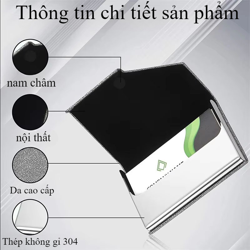 Hộp Đựng Name Card, Thẻ ATM, Card Visit – Thiết Kế Nhỏ Gọn Thời Trang, Chất Liệu Kim Loại Phối Da Sang Trọng