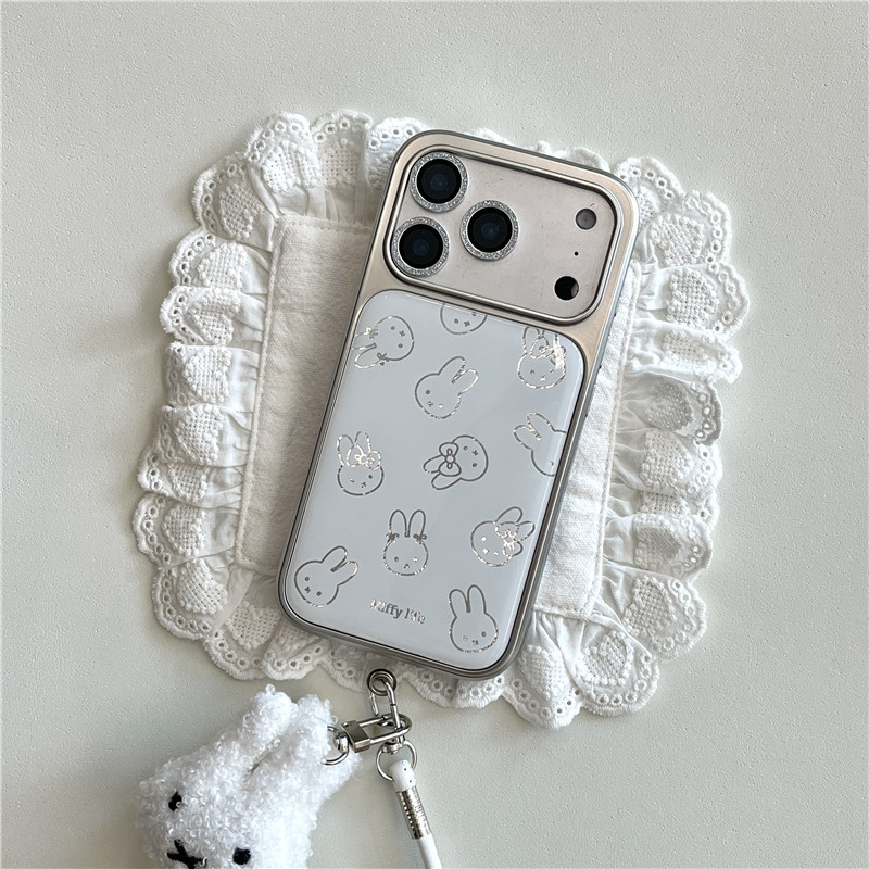 Ốp điện thoại chất liệu nhựa Epoxy họa tiết thỏ cho iPhone 17 Pro max 16 Pro max