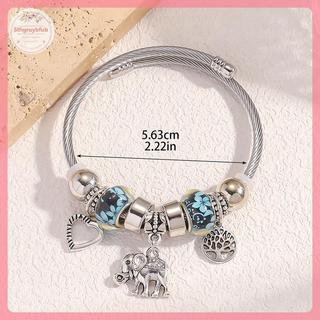 Vòng tay nữ cổ voi hình trái tim quyến rũ với hạt thủy tinh, dễ điều chỉnh - DIY trang sức đẹp mắt