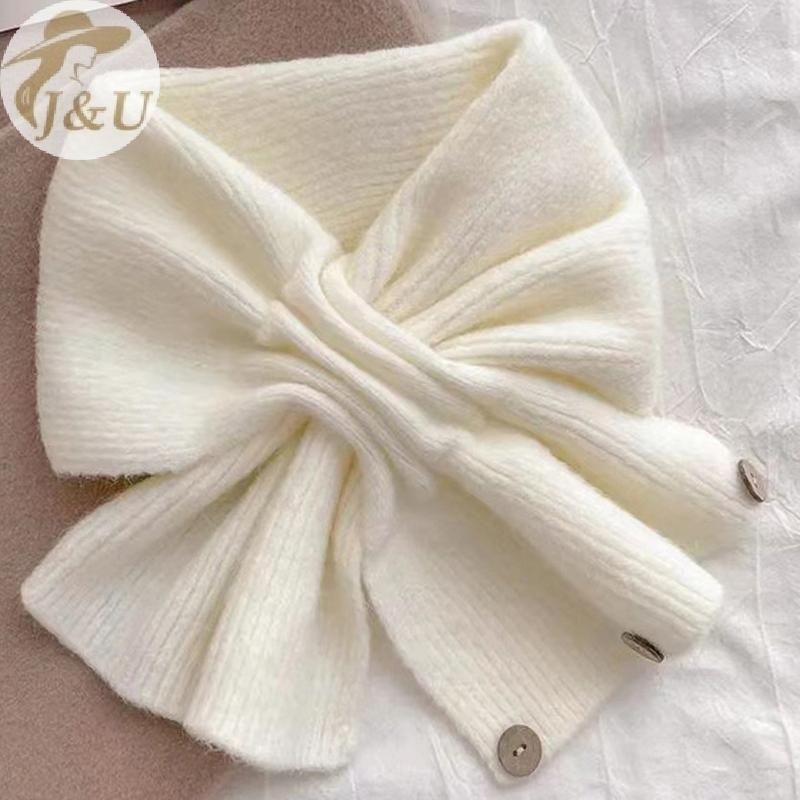Khăn choàng cổ dệt kim chữ thập màu đơn giản, giữ ấm tốt dành cho nữ
