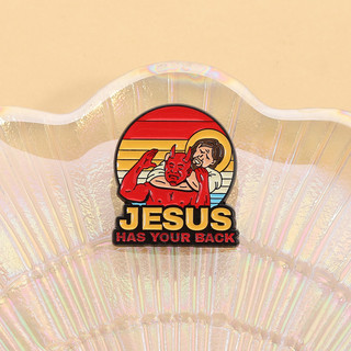 Trâm Huy Hiệu Kim Loại Màu Tối Cho Balo và Quần Áo - Thiết Kế Hài Hước Phù Hợp Jesus Có Lưng Của Bạn