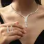AqToCna 2 Cái Đơn Giản Hình Học Zircon Nelace Bông Tai Bộ Dành Cho Nữ Cưới Trang Sức Bộ Phụ Kiện Quà Tặng AqToCna