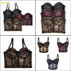 Pealike Vintage Da Báo In Lưới Corset Cho Bữa Tiệc Nữ Spaghetti Dây Đeo Bustier Vest