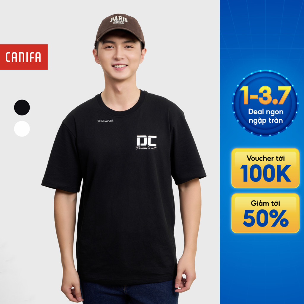 Áo phông nam CANIFA cộc tay dáng suông có hình in 8TS25W005