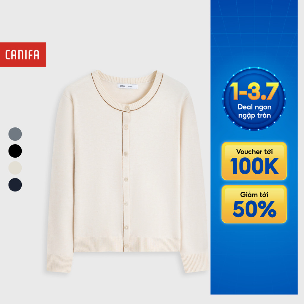 Áo len nữ CANIFA cardigan mỏng dài tay cổ tròn 6TC25W005