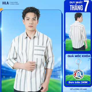 [GIẢM 50%] Áo Sơ Mi Nam HLA Dài Tay Vải Poplin Họa Tiết, Áo Công Sở Chất Liệu Cao Cấp, Thoáng Mát