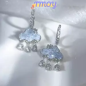 TMOY 1 Đôi Bông Tai Đám Mây Dễ Thương Pha Lê Xanh Mưa Mây Thả Bông Tai Thẩm Mỹ Kawaii Zircon Tai Bule Bông Tai Năm Mới Trang Sức Quà Tặng TMOY