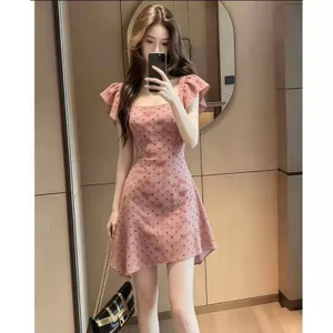 Mùa hè Phong cách mới kiểu Pháp Retro Slimer Look Polka Dot Classy Dress Thời trang Váy chữ A cao cấp Niche Slim-fit