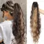 PYCOU Đuôi Ngựa Nối Dài, Họa Tiết Lông Tơ Dài Sóng Tóc Đuôi Ngựa, Thời Trang Tóc Xoăn Tổng Hợp Tự Nhiên Tóc Giả Kẹp Phụ Kiện Tóc