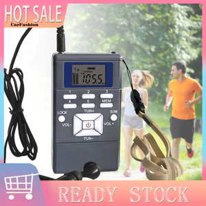 < CarFashion > Đài phát thanh kỹ thuật số HRD-102 Màn hình LCD Mini Bộ thu đài FM âm thanh nổi đa chức năng di động có tai nghe cho người già