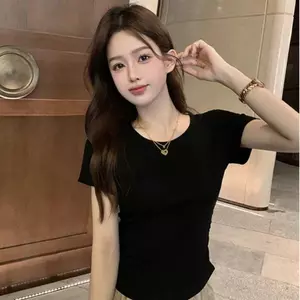 Áo thun ngắn tay ngắn tay cay ngọt ngào mùa hè Niche Thiết kế độc đáo Slim-fit Slimm