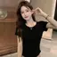 Áo thun ngắn tay ngắn tay cay ngọt ngào mùa hè Niche Thiết kế độc đáo Slim-fit Slimm