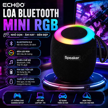 Loa Bluetooth Mini RGB Loa Không Dây Bluetooth 5.0 Hỗ Trợ TF USB AUX Loa Gaming Loa Xe Hơi Di Động