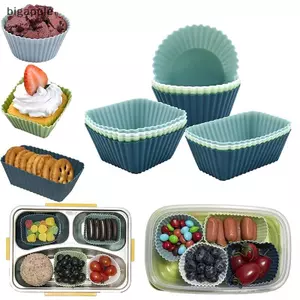 Bigapple 12 Chiếc Silicone Cupcake Nướng Cốc Muffin Lót Bộ, Chống Dính, Bánh Ngọt Khuôn RDG