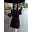 Bộ đồ hai mảnh thể thao quây màu đen phong cách Hàn Quốc mùa hè Giảm tuổi Slim-fit Slimmer Look Tay ngắn Top Matching High