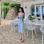 Kỳ nghỉ mùa hè Yi Mengling Cùng phong cách Váy dài có dây buộc eo hẹp tươi mát nhẹ nhàng dáng ôm hơn nhìn du lịch bên bờ biển giữa