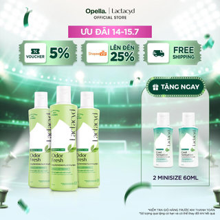 Bộ 3 chai Dung Dịch Vệ Sinh Phụ Nữ Lactacyd Odor Fresh Ngăn Mùi 24H 250ml/chai