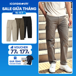 Quần Kaki Túi Hộp Nam ICONDENIM Form Ống Suông, Tag Kim Loại ICDN Cá Tính QKID0042