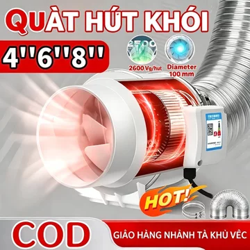 Quạt Hút Khói Bếp HF200 Chính Hãng hút mùi hút khói nhà bếp, giảm ẩm, thông gió nối ống mạnh