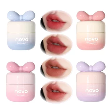 Bộ Son Môi Rayberro 4 Gói Matte Lip Glaze, Bộ Son Bóng, Bộ Trang Điểm Son Môi Hình Nơ Dễ Thương, Cốc Chống Dính Lâu Dài Không Phai Màu Môi Chống Mồ Hôi B