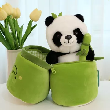 Hỏa Tốc Gấu Bông 346TD Gấu Bông Gấu Trúc Panda Trong Ống Tre Thú Nhồi Bông Gấu Trúc Ôm Cây Tre