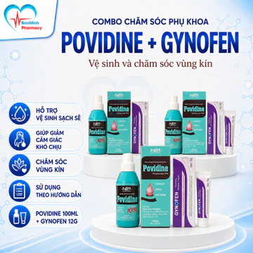 (Tặng 2 gói muối rửa pk) Combo Chăm Sóc Vùng Kín Dung Dịch Vệ Sinh Phụ Khoa Povidine, Gynofen Giảm Ngứa, Phòng Phụ Khoa