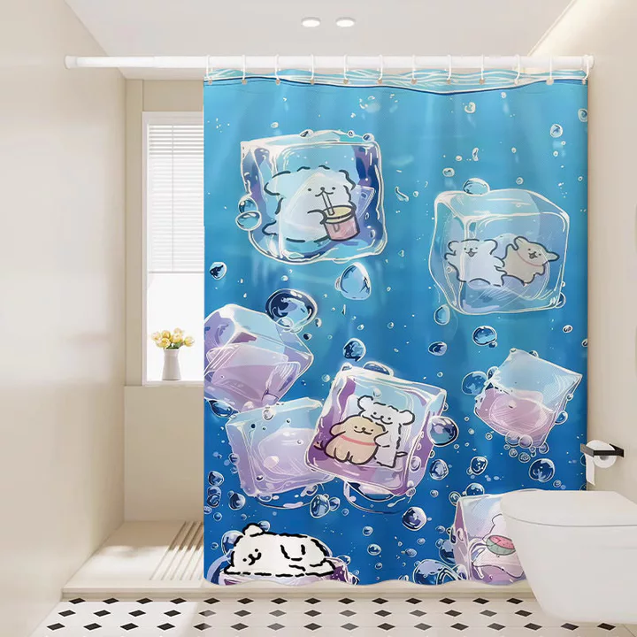 Dễ Thương Con Chó Con Tắm Rèm Hoạt Hình Dễ Thương Phòng Tắm Chống Thấm Nước Vệ Sinh Phân Vùng Rèm Cửa Rèm Rèm Rèm Treo Cur