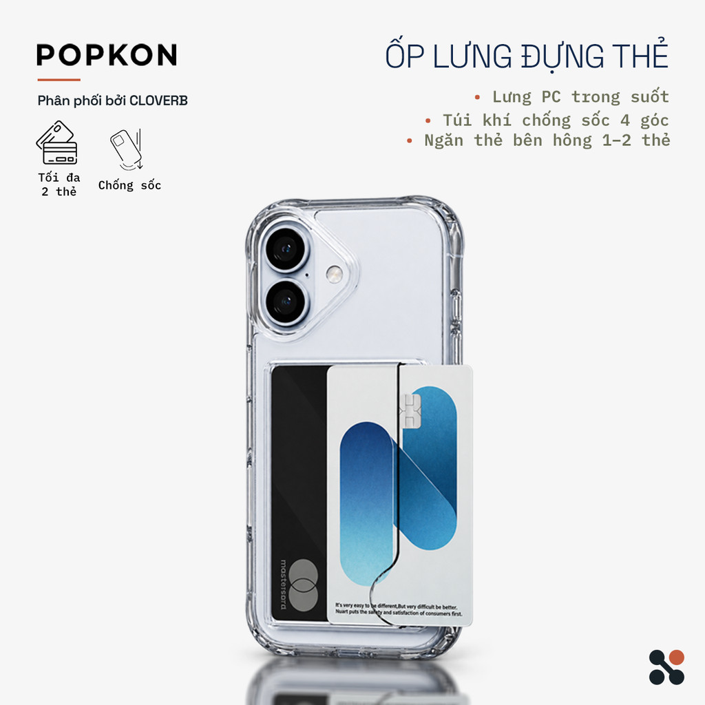 Ốp Lưng Đựng Thẻ Trong Suốt Cloverb Popkon cho iPhone 17 18 Pro Max ...