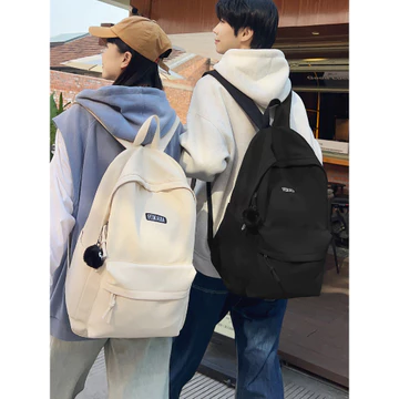 Unisex Minimalist Nylon Backpack – for School, Black