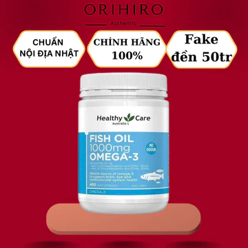 Dầu Cá Omega 3 Healthy Care Fish Oil 1000mg Hộp 400 Viên - Giúp Sáng Mắt , Phát Triển Trí Não