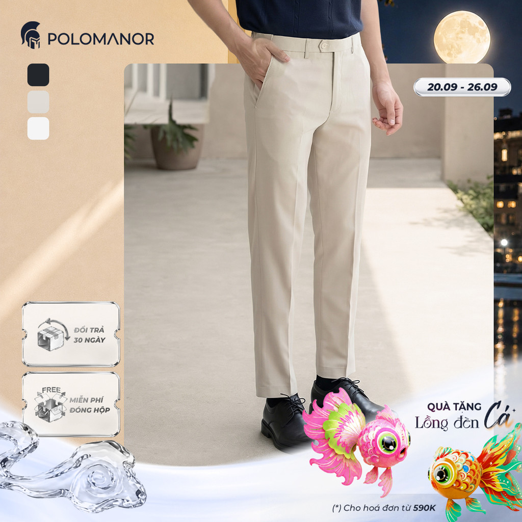 [BEST SELLER] Quần dài tây nam POLOMANOR co giãn 2 chiều, xuất xịn, lưng đai chun ẩn, chuẩn form