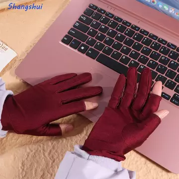 1 Đôi Găng Tay Chống Nắng Nữ, Găng Tay Lụa Băng Mỏng Spandex Ice Silk, Găng Tay Chống Nắng Lái Xe Chống Nắng Bán Ngón Tay Găng Tay Nửa Ngón Nữ / Nữ