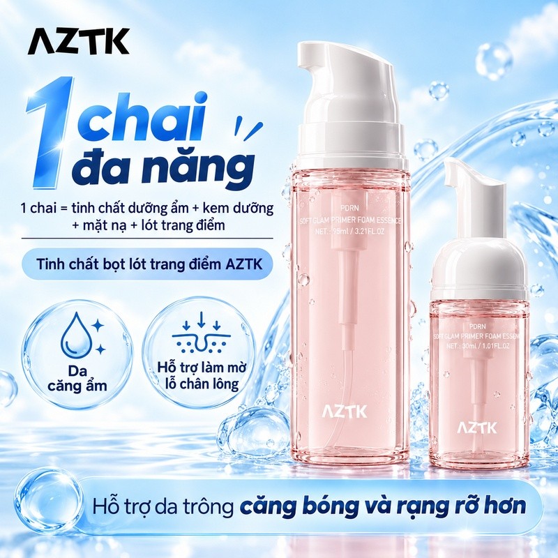 【MỚI RA MẮT】Kem lót dạng bọt cấp ẩm khóa nền- kem lót kiêm mặt nạ dưỡng ẩm dịu nhẹ, làm nền da mịn sáng, mask sủi bọt trước makeup dưỡng da