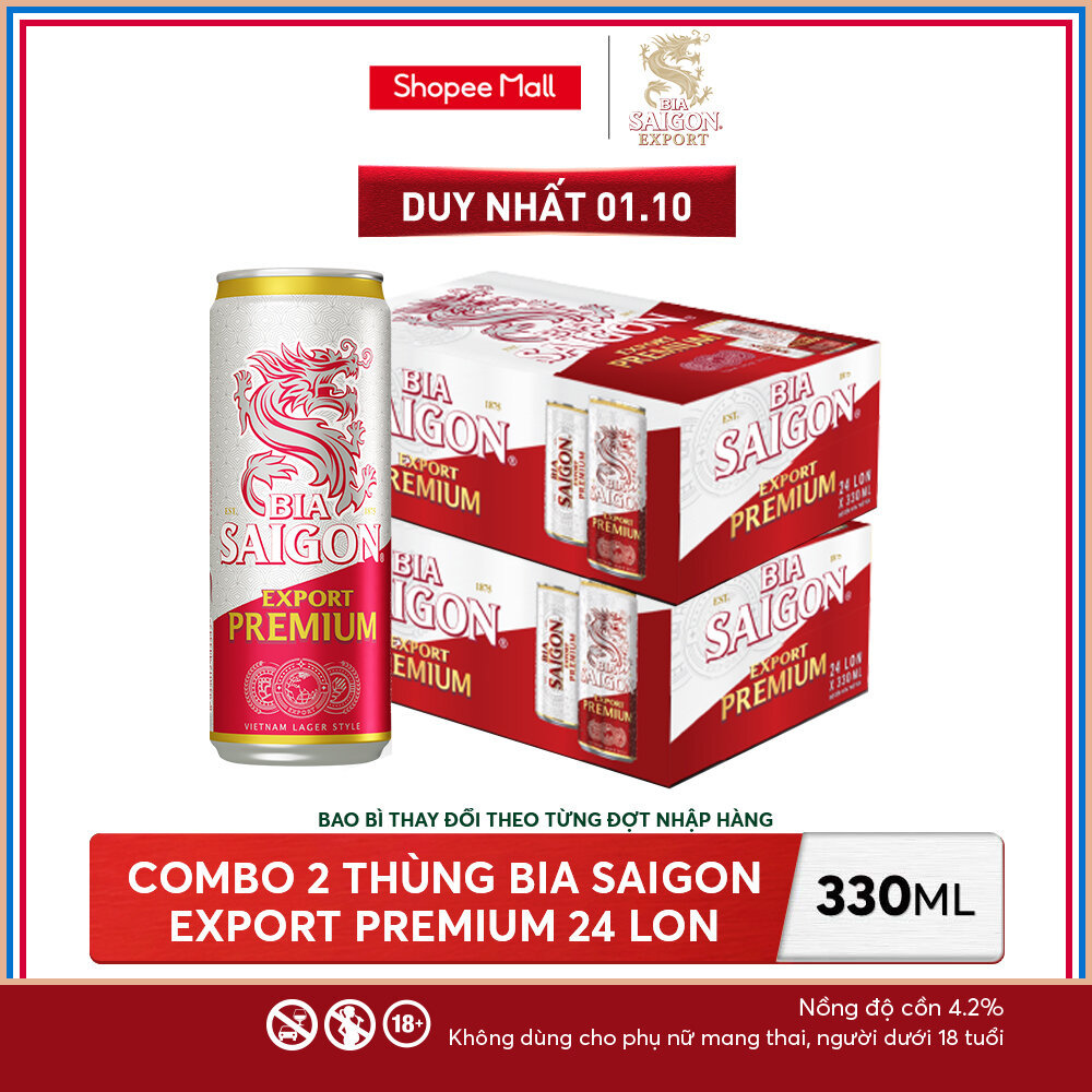 Nồng Độ Cồn 4.2% - Combo 2 Thùng 24 Lon Bia Saigon Export Premium 330ml