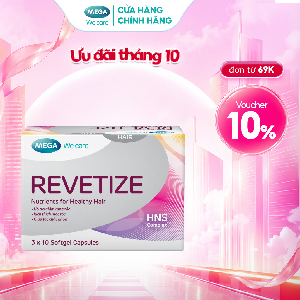 Viên uống hỗ trợ giảm rụng tóc, kích thích mọc tóc Mega We Care Revetize (30 viên) – TPBVSK