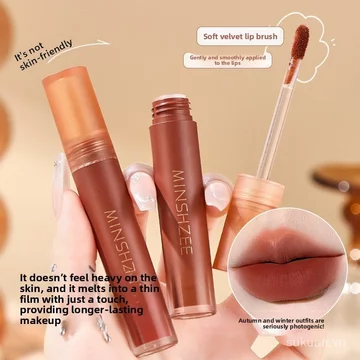 Ming Xizhi Mousse Lip Clay Lipstick Matte Velvet Matte Lipstick Lip Glaze Thu Đông Làm Trắng Da Lâu Dài Lip Clay Fe