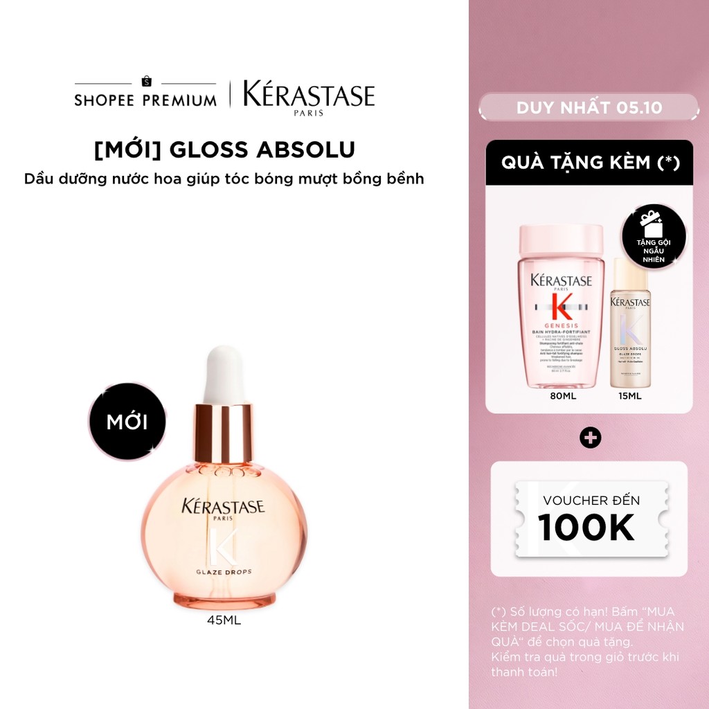 [MỚI] Dầu dưỡng nước hoa giúp tóc bóng mượt bồng bềnh Kérastase Gloss Absolu Glaze Drops Anti-Frizz Hair Oil 45ml