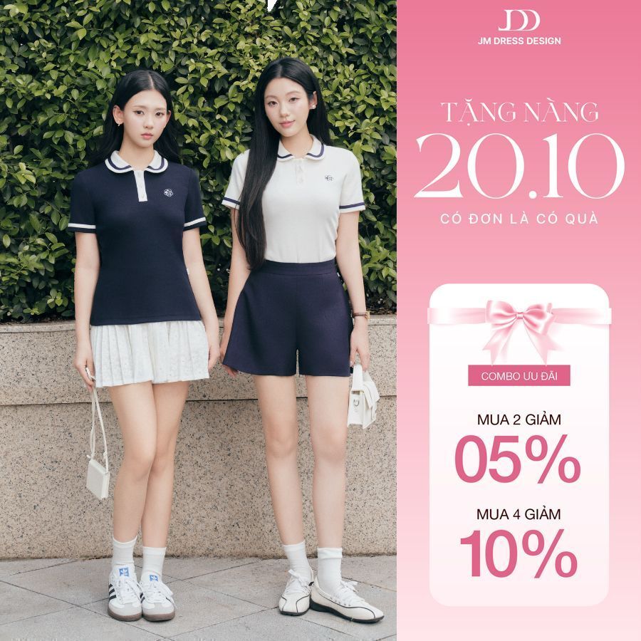 Áo Polo Cổ Sen Phối Viền Cổ Và Gấu Tay 2T41.2605 . Áo Thun Polo Nữ Thanh Lịch, Phong Cách Preppy Hiện Đại. Áo Xinh JM