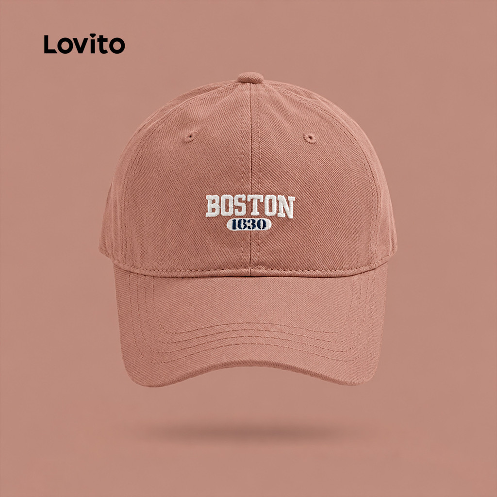 Lovito Mũ lưỡi trai bóng chày Boston chữ Phong cách thường ngày dành cho nữ LFA09617